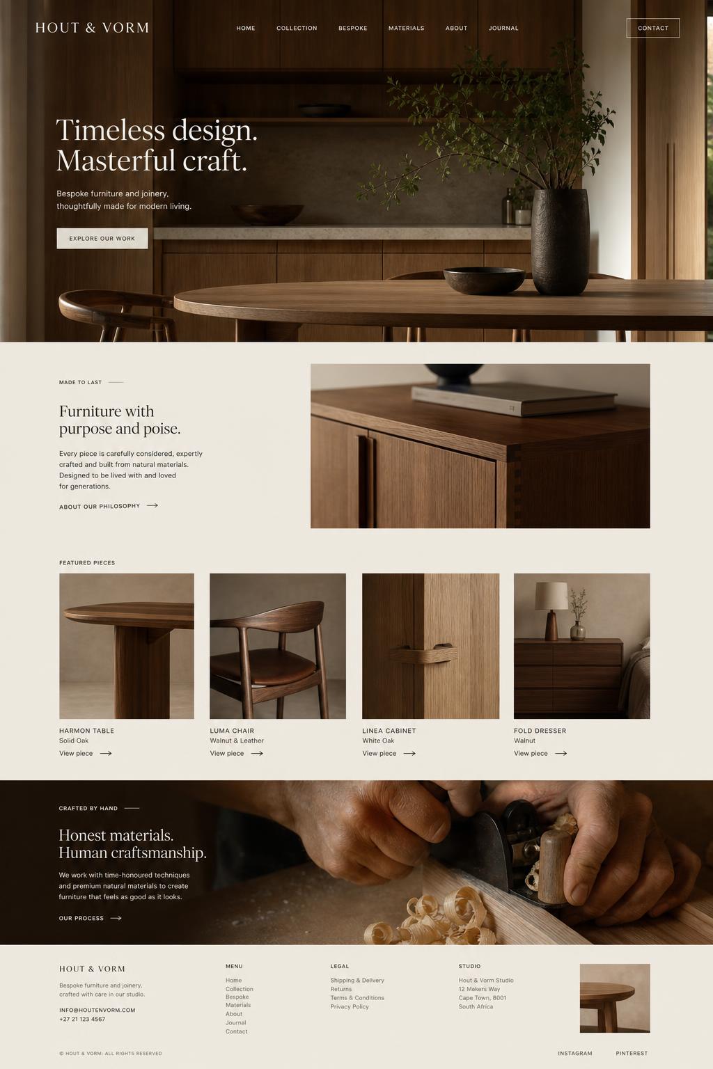 Webdesign concept — Hout & Vorm — Meubelmakerij